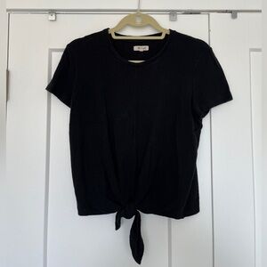 Madewell Black Tie-Front Top